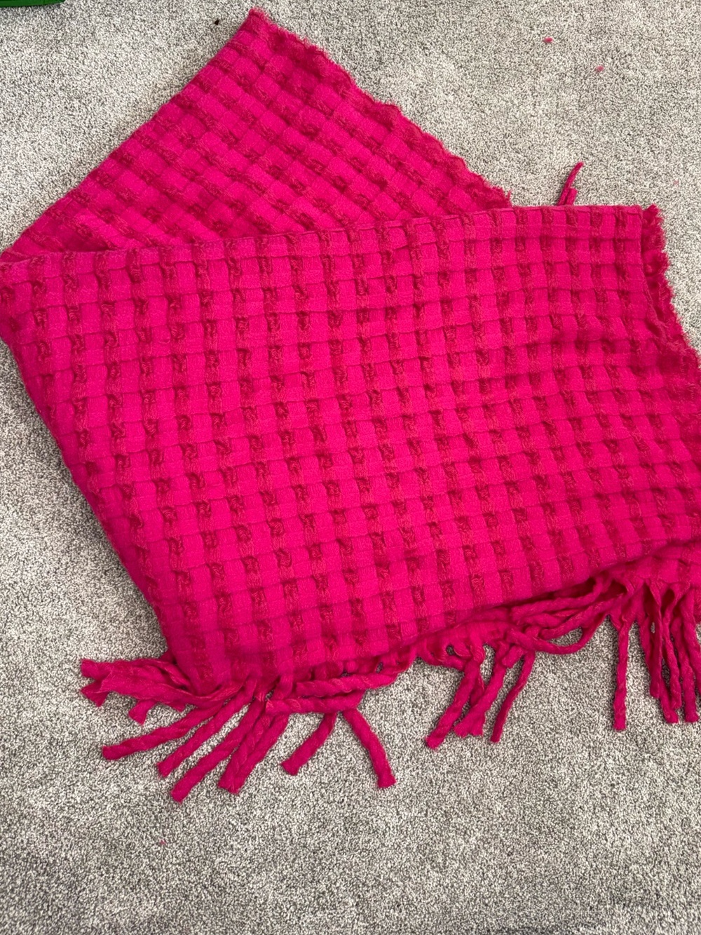 Anthropologie Vibrant Fuchsia Fringe Throw Blanket